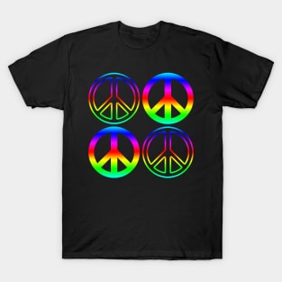 Rainbow Peace Signs Pattern T-Shirt